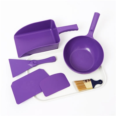 Kit de herramientas de recolección XL - LG de alta resistencia de grado alimenticio. pala con mango, espátula, Sm. raspador, Lg. raspador, recipiente con mango y cepillo