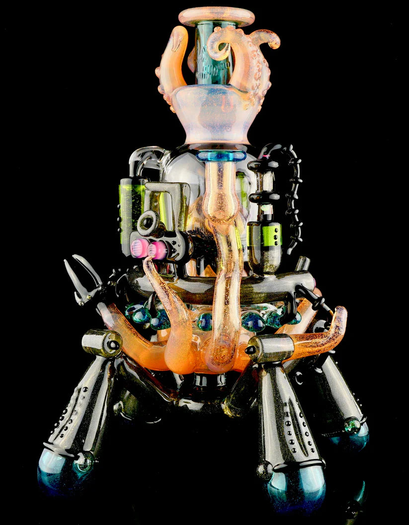 HARDCORE TOKE / PIRATT - Sunset Slyme y Lost City Balloon Perc Alien Bio Mech Rig con detalles de ópalo triturado