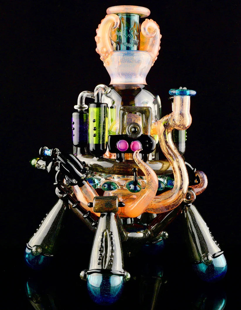 HARDCORE TOKE / PIRATT - Sunset Slyme y Lost City Balloon Perc Alien Bio Mech Rig con detalles de ópalo triturado