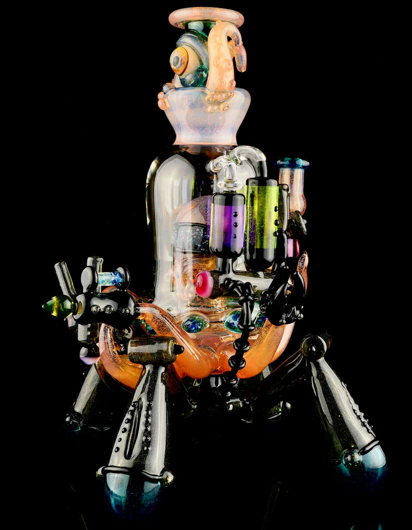 HARDCORE TOKE / PIRATT - Sunset Slyme y Lost City Balloon Perc Alien Bio Mech Rig con detalles de ópalo triturado