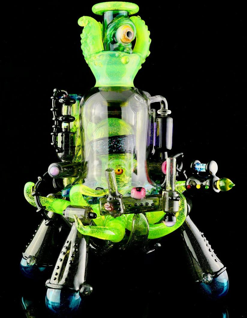 HARDCORE TOKE / PIRATT - Sunset Slyme y Lost City Balloon Perc Alien Bio Mech Rig con detalles de ópalo triturado