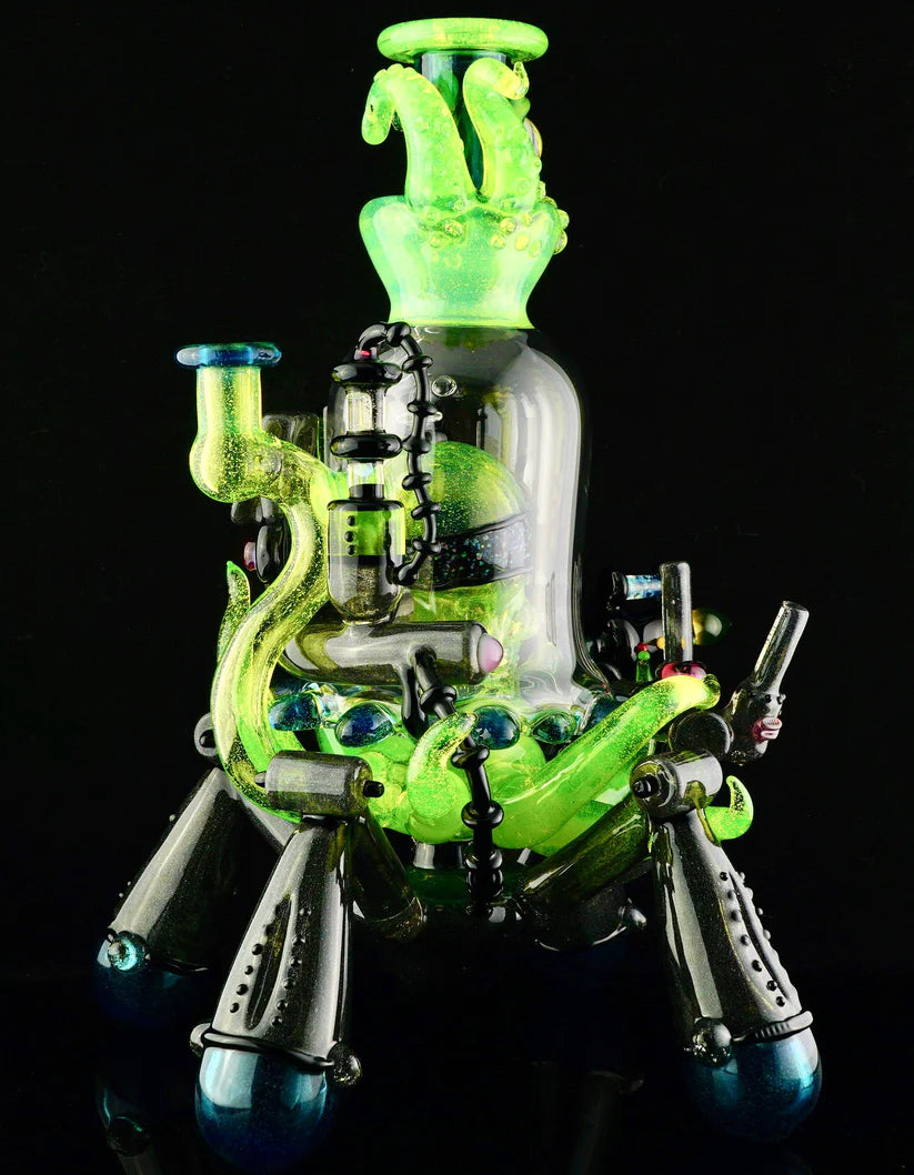 HARDCORE TOKE / PIRATT - Sunset Slyme y Lost City Balloon Perc Alien Bio Mech Rig con detalles de ópalo triturado