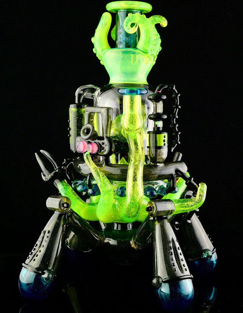 HARDCORE TOKE / PIRATT - Sunset Slyme y Lost City Balloon Perc Alien Bio Mech Rig con detalles de ópalo triturado