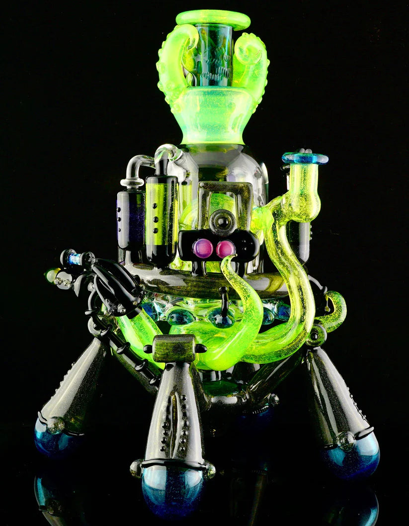 HARDCORE TOKE / PIRATT - Sunset Slyme y Lost City Balloon Perc Alien Bio Mech Rig con detalles de ópalo triturado