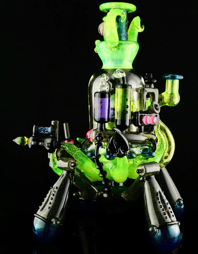 HARDCORE TOKE / PIRATT - Sunset Slyme y Lost City Balloon Perc Alien Bio Mech Rig con detalles de ópalo triturado