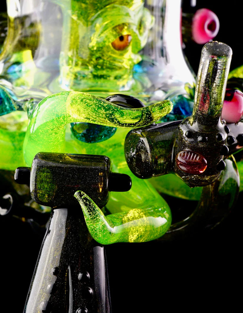 HARDCORE TOKE / PIRATT - Sunset Slyme y Lost City Balloon Perc Alien Bio Mech Rig con detalles de ópalo triturado