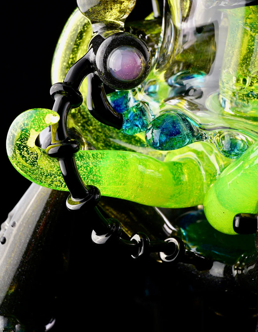 HARDCORE TOKE / PIRATT - Sunset Slyme y Lost City Balloon Perc Alien Bio Mech Rig con detalles de ópalo triturado