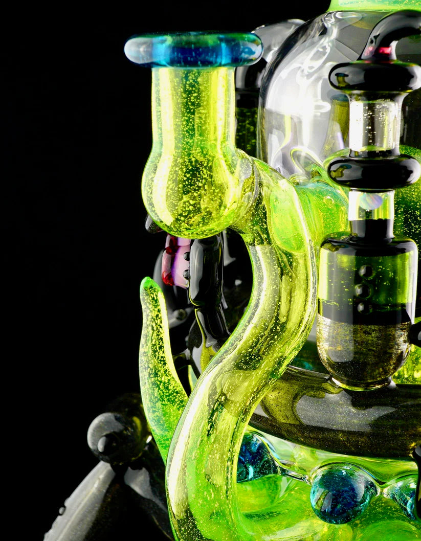 HARDCORE TOKE / PIRATT - Sunset Slyme y Lost City Balloon Perc Alien Bio Mech Rig con detalles de ópalo triturado