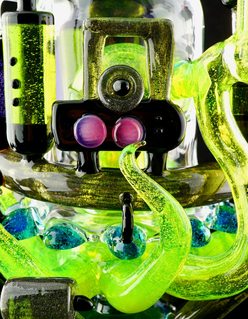 HARDCORE TOKE / PIRATT - Sunset Slyme y Lost City Balloon Perc Alien Bio Mech Rig con detalles de ópalo triturado