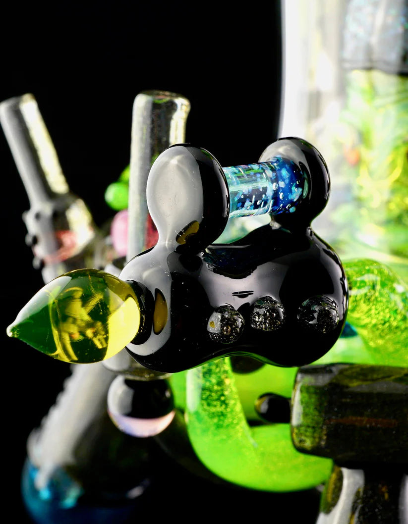 HARDCORE TOKE / PIRATT - Sunset Slyme y Lost City Balloon Perc Alien Bio Mech Rig con detalles de ópalo triturado