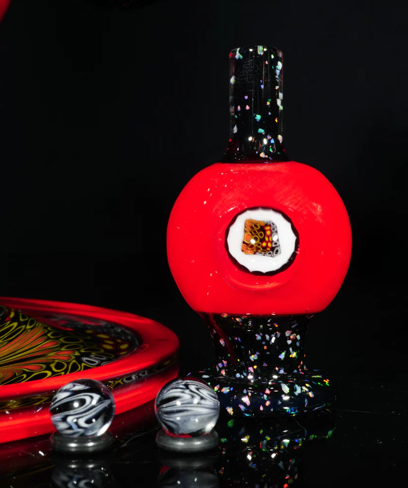 CAJUN GLASS DESIGNS - Héliosphère Cherry Chipstack + Bouchon à bulles + Perles Terp + Milli Knuckle