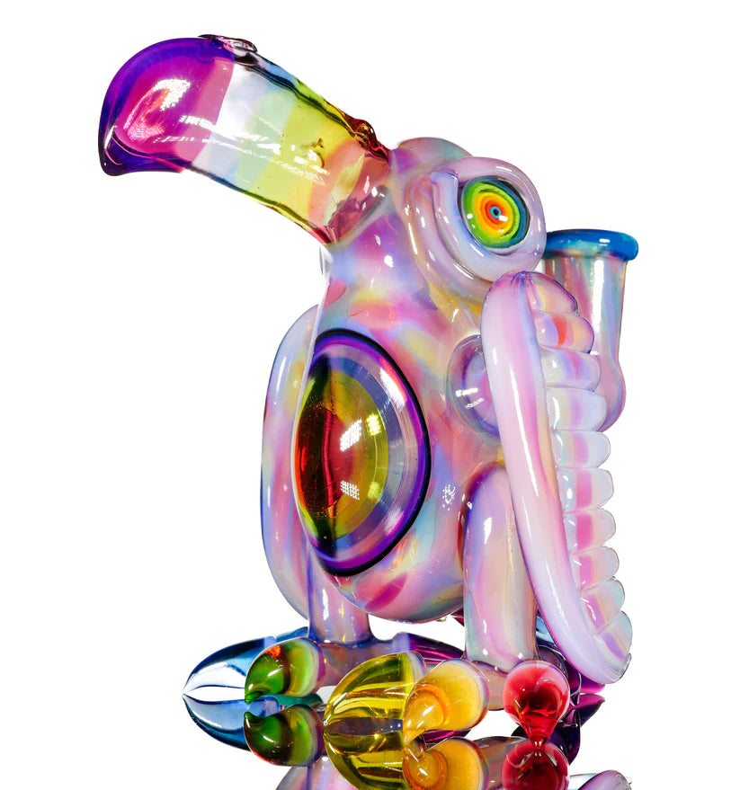 RJ Glass - Algodón de azúcar sobre barra de pegamento Rainbow Bird