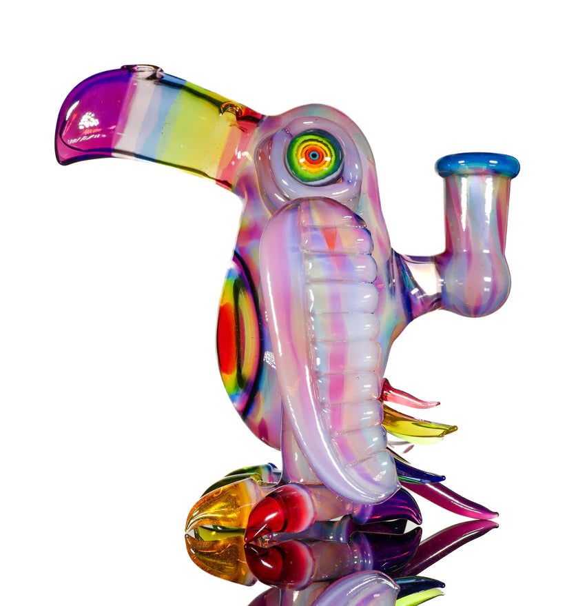 RJ Glass - Algodón de azúcar sobre barra de pegamento Rainbow Bird