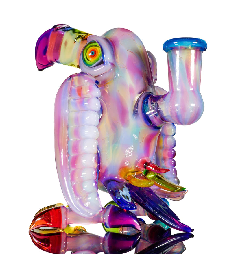 RJ Glass - Algodón de azúcar sobre barra de pegamento Rainbow Bird