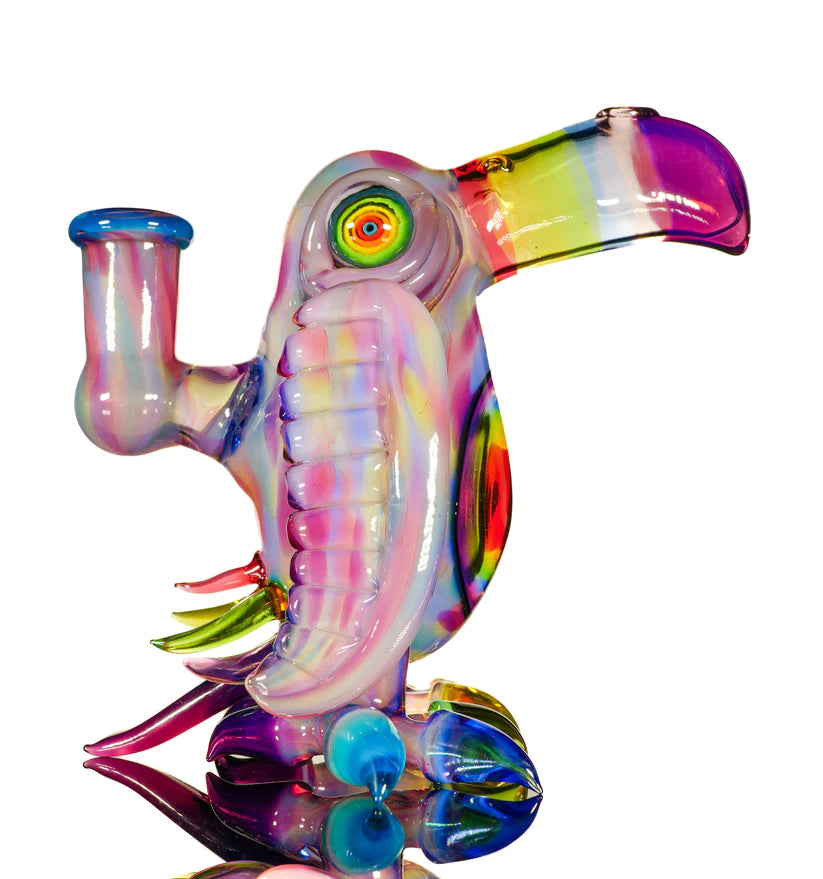 RJ Glass - Algodón de azúcar sobre barra de pegamento Rainbow Bird